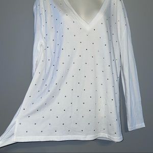 PINK Long Sleeve White Shirt with glittery back